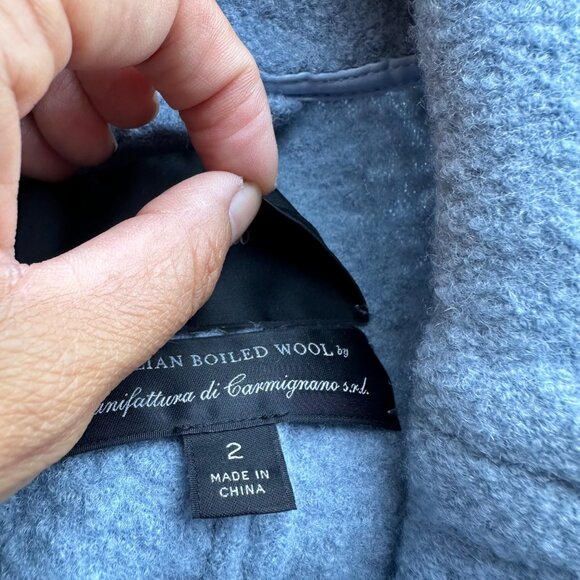 J.Crew Daphne Italian Boiled Wool Coat Womens 2 XS Blue Button Front Peacoat - Picture 13 of 13